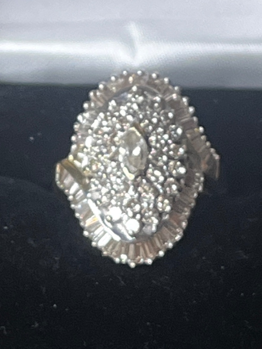 Genuine Diamond Cluster Cocktail Ring in 14kt Solid Gold 6.5